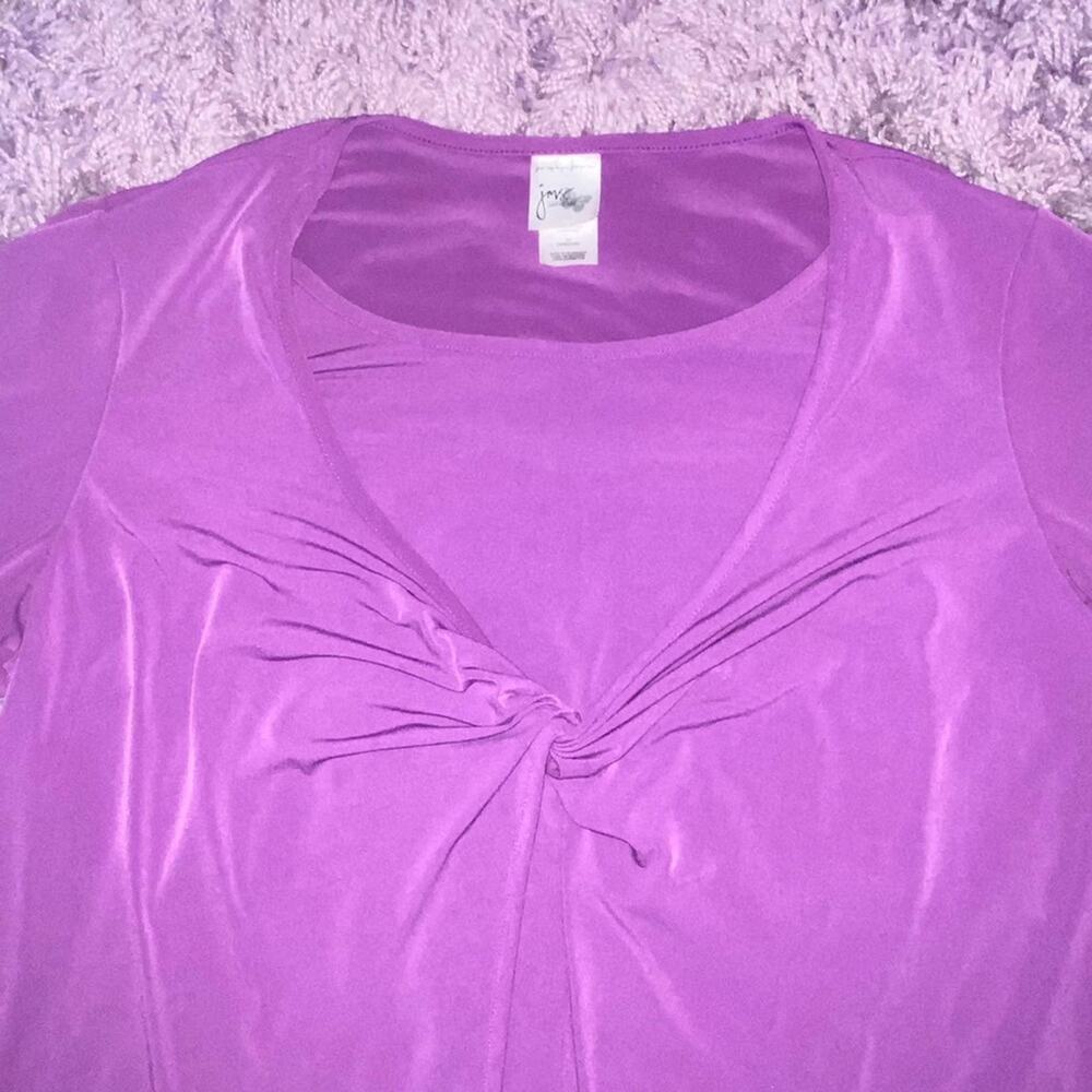 3X JMS Womans Purple Stretchy Jersey Draped Front 3/4th Sleeve Plus Size Blouse - Picture 5 of 8